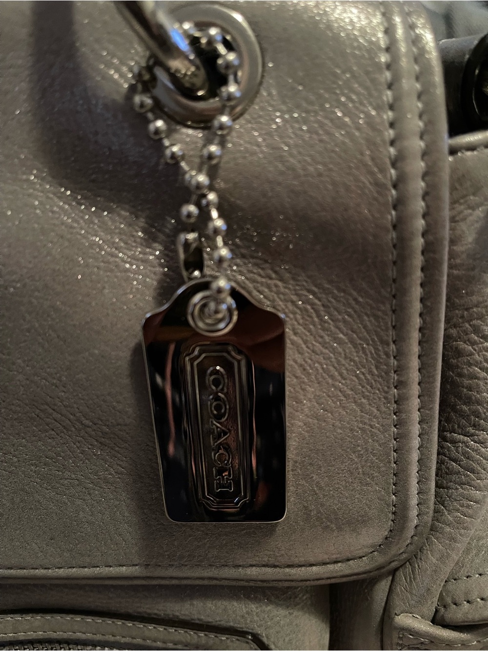 EUC COACH Sydney Metallic Silver Turnlock Flap Style 14616 - Picture 12 of 16